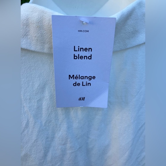 NWT H&M White Linen Mini Dress with Tan Belt Size XL - Picture 9 of 13